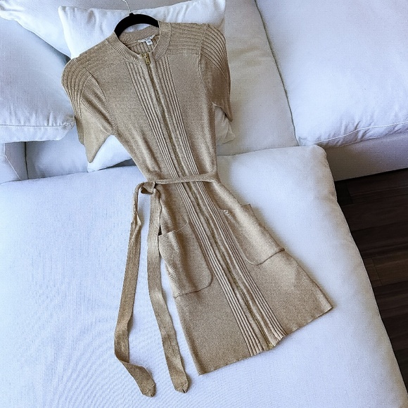 Guess Knit Nude Zip Up Dress - S - Picture 1 of 6